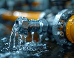 Close up of a burst, frozen pipe.